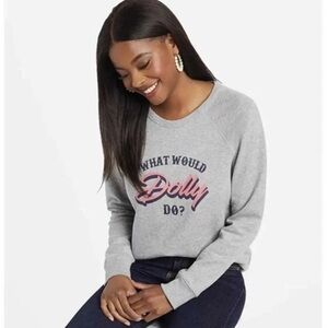 Draper James Women What Would Dolly Parton Do? Grey Graphic Sweatshirt Size 2XL